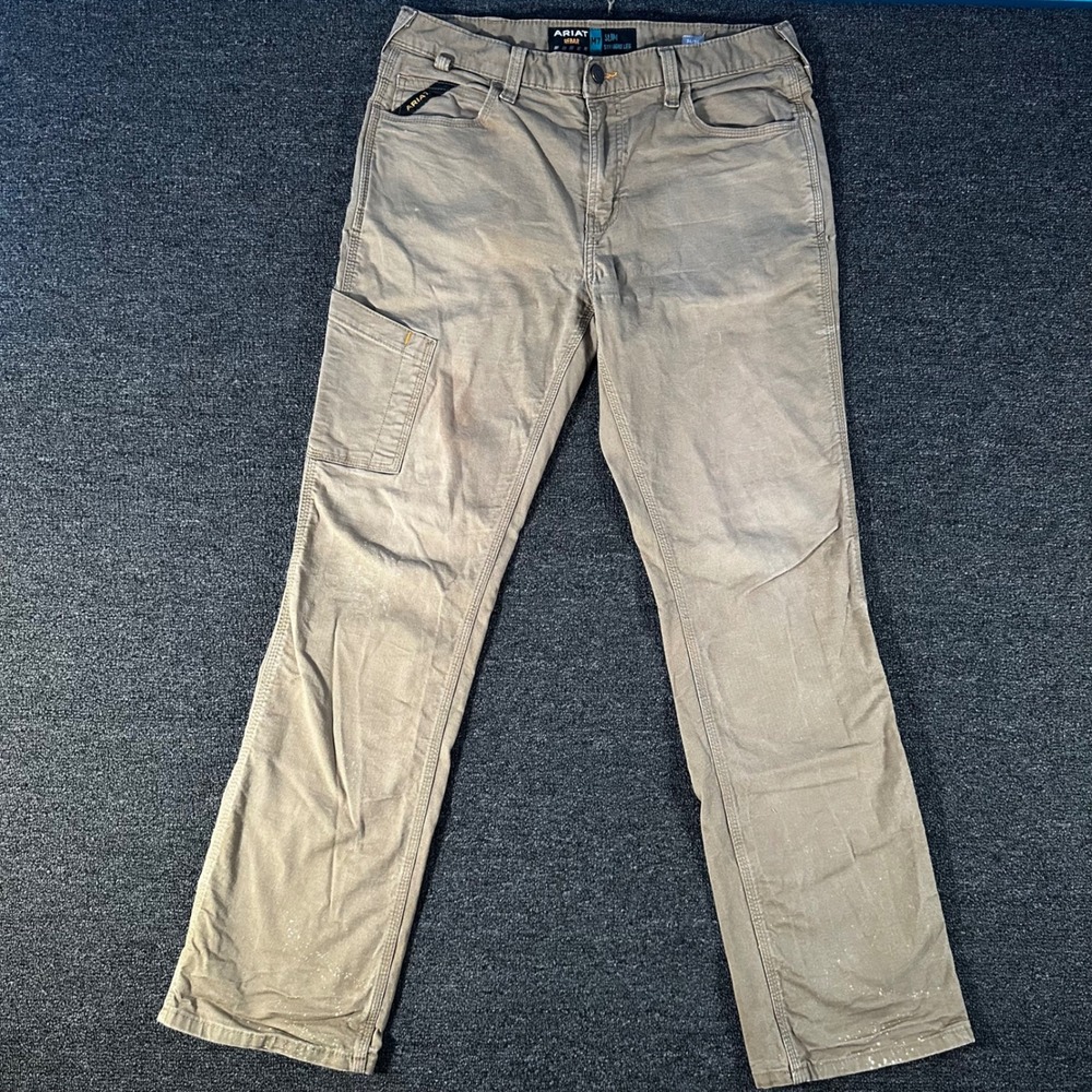 Ariat Rebar M7 Slim Straight Leg Pants Mens 34x34 Khaki Good Workwear Utility